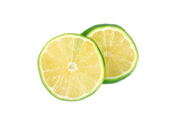 Fototapeta na wymiar the lime slice isolated on white background