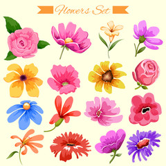 Watercolor style colorful flower