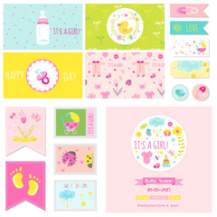 Baby Shower Little Girl Set - for Party, Baby Shower, Scrapbook