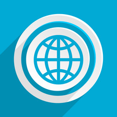 world blue flat vector web icon