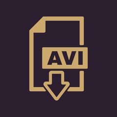The AVI icon. Video file format symbol. Flat