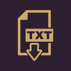 The TXT icon. Text file format symbol. Flat