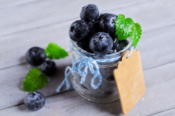 Fresh blueberries and mint