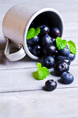 Fresh blueberries and mint