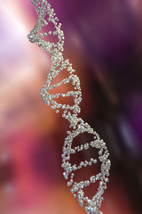 DNA, double helix of DNA, DNA chains built from bubbles, scientific background