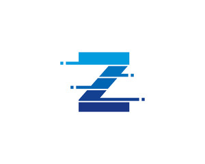 Letter Z Pixel Line Cut Logo Design Template