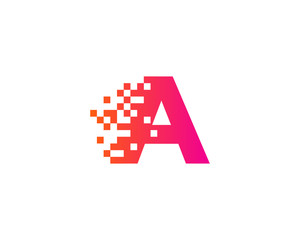 Obraz premium Letter A Pixel Motion Logo Design Template