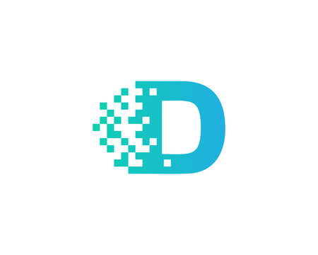 Letter D Pixel Motion Logo Design Template
