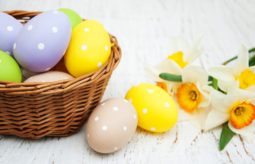 Basket with easter eggs
