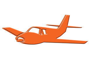 Small plane on white background.
