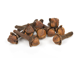 Spice cloves on white background