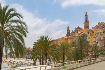 Naklejka premium Menton town in a colorful houses at summer