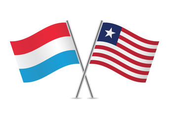 Luxembourg and Liberian flags. Vector illustration.