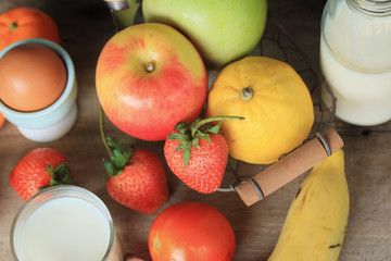 Fresh milk with fruit