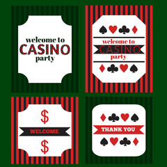 Printable tribal set of vintage casino party elements.