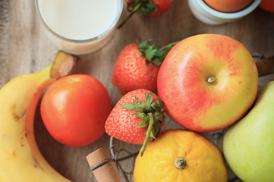 Fresh milk with fruit