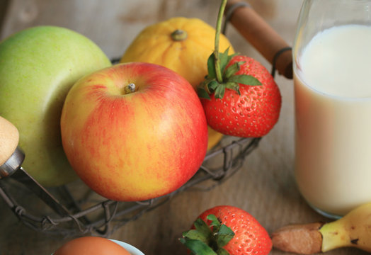 Fresh milk with fruit