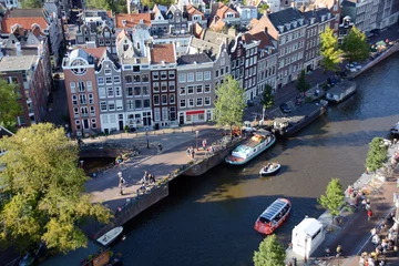 Fensteraufkleber Blick auf Gracht und Häuser im Zentrum von Amsterdam © Dan Race