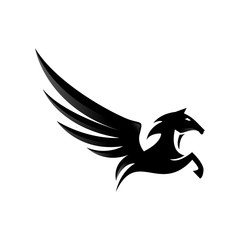 Fototapeta premium Black Pegasus Horse Flying