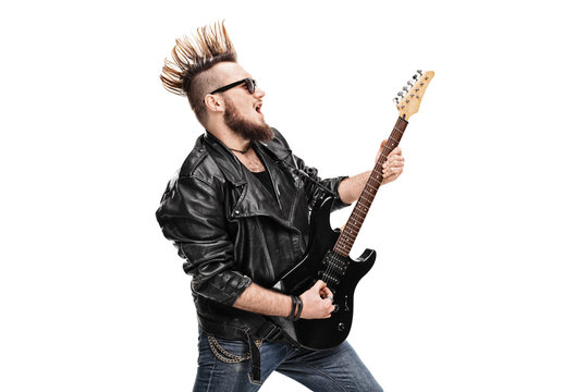 Punk Rock Guitarist Playing Electric Guitar