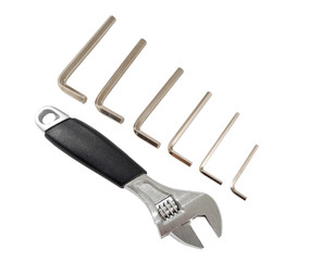 Adjustable wrench and hex keys