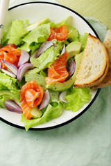 avocado salad with smoked salmon