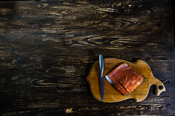 Still Life With salted salmon fillet