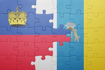 puzzle with the national flag of canary islands and liechtenstein