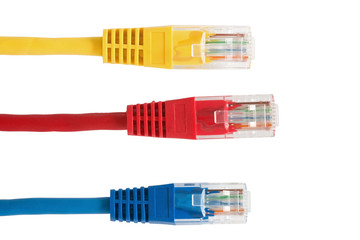 Four Multi Colored Network Cables - obrazy, fototapety, plakaty