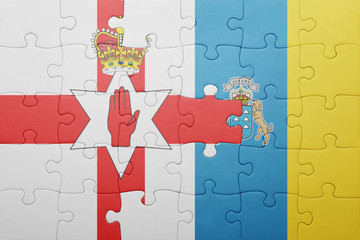 puzzle with the national flag of canary islands and northern ireland