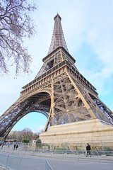 Fototapeta na wymiar Paris, France, February 8, 2016: Eiffel tower, Paris, France - one of the simbols of this city