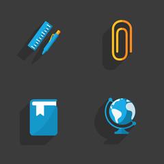 Modern colorful flat social icons set on Dark Background 