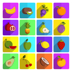Modern fruit vector icon set 