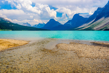 Majestic mountain lake in Canada. Bow Lake, Banff, Alberta.