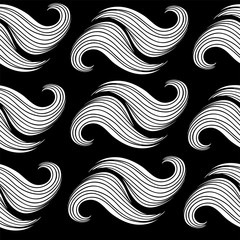Seamless black and white pattern with waves