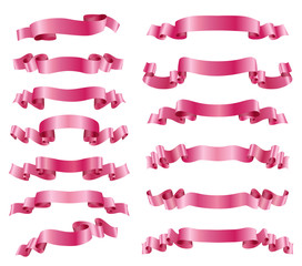 set of pink ribbons on white. vector design elements