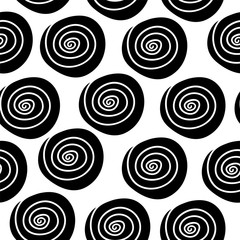 Seamless pattern with black and white spirals