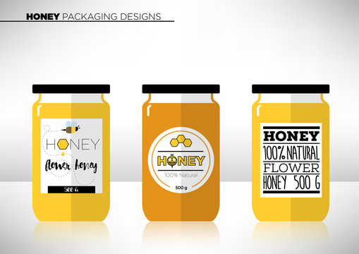 Trendy Vector Honey Packaging Template