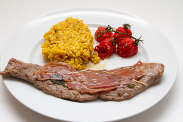Saltimbocca alla romana with risotto