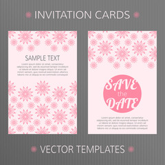 Set of abstract vector cards. Two vector templates with elegant design. Vector invitation cards. Vector templates for Save the Date, birthday or wedding cards.