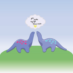 Pair of dinosaur in love