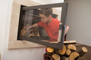 Boy helping at home, 