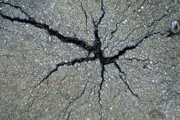 Asphalt pavement with cracks
