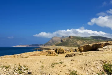 Türaufkleber Tunisia. Cap Bon peninsula. El Haouaria - entrance to the Roman Caves (Grottes Romaines, Ghar el Kebir) © WitR