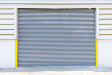 the gray shutter door at the factory