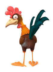 3d illustration rooster