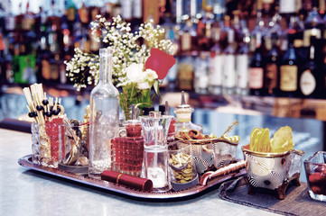 Stuff used for decorating cocktails, toned