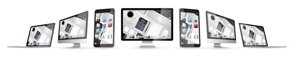 Modern digital tech device collection