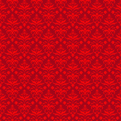 Red Baroque seamless pattern, royal background
