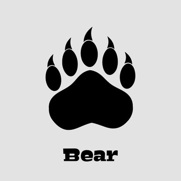 Black Bear Paw With Claws. Illustration Background And Text